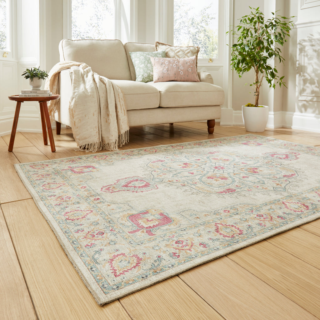 Zahra - Washable - S0063 - Cream - Think Rugs