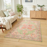 Zahra - Washable - S0063 - Green / Pink - Think Rugs