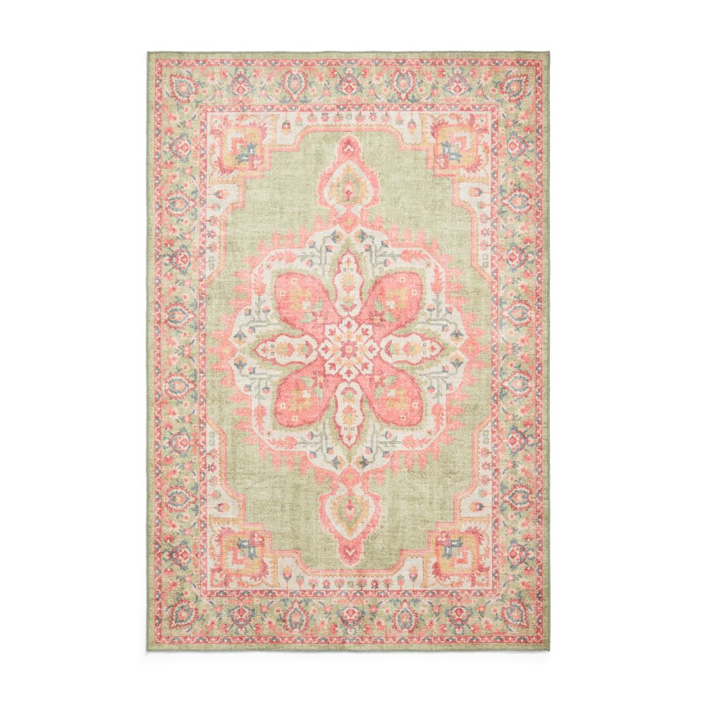 Zahra - Washable - S0063 - Green / Pink - Think Rugs