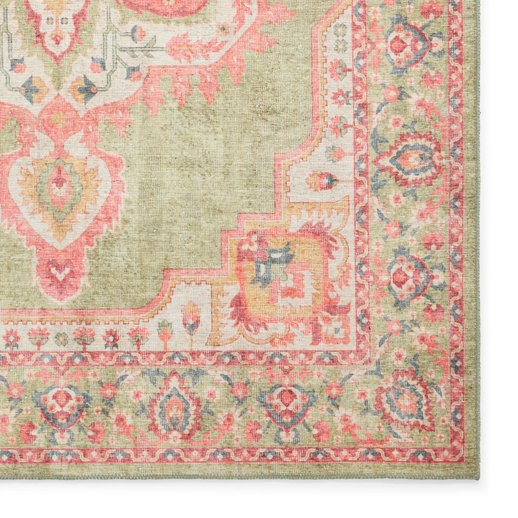 Zahra - Washable - S0063 - Green / Pink - Think Rugs