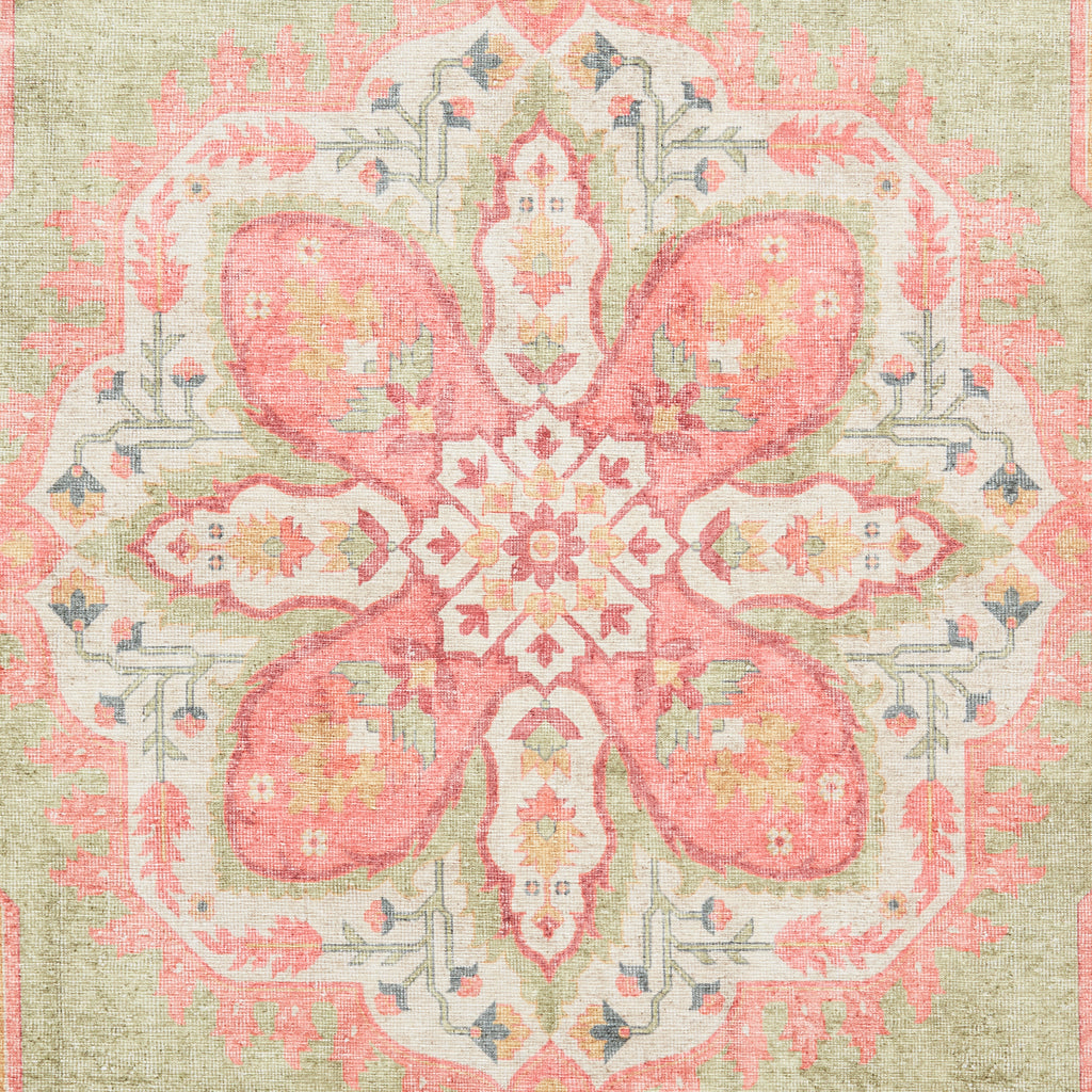 Zahra - Washable - S0063 - Green / Pink - Think Rugs