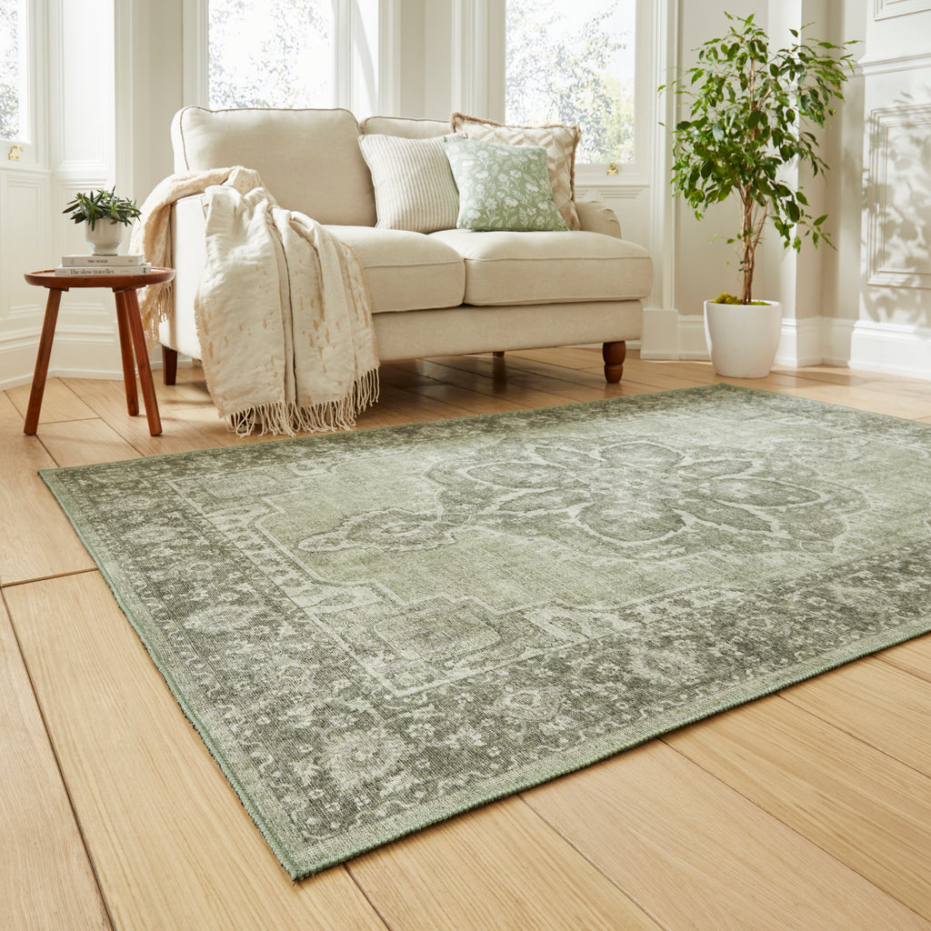 Zahra - Washable - S0063 - Green - Think Rugs