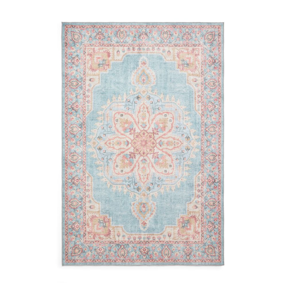 Zahra - Washable - S0063 - Blue / Beige - Think Rugs
