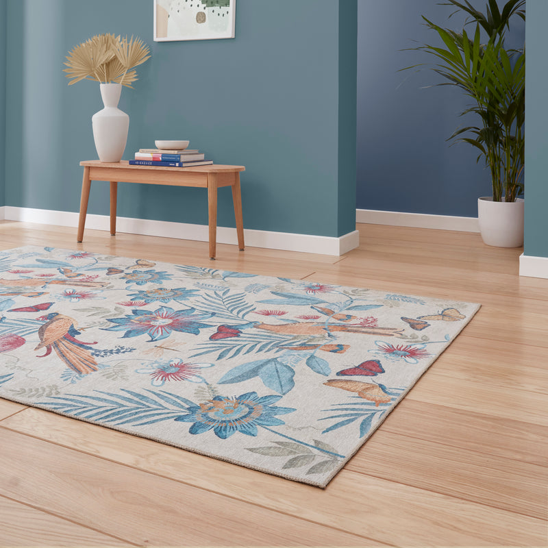 Amya - Tropical Birds - Blue - Catherine Lansfield - Think Rugs