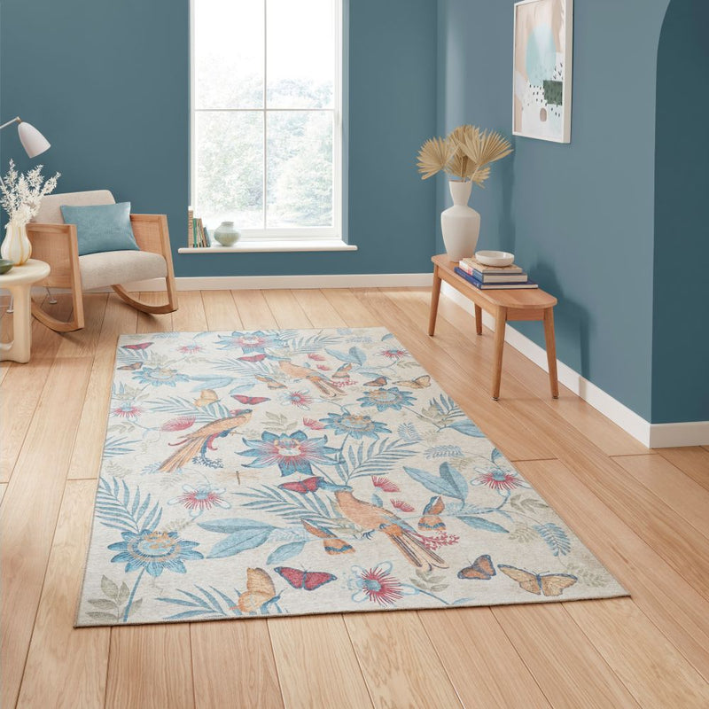 Amya - Tropical Birds - Blue - Catherine Lansfield - Think Rugs