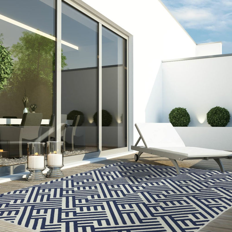 Antibes - Indoor / Outdoor - AN04 - Blue / White Linear - Asiatic London