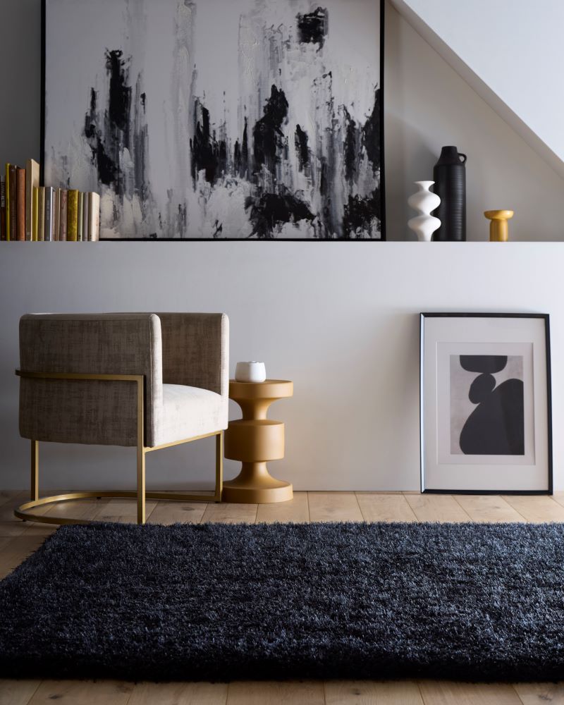 Chicago- Graphic- Black - Shaggy-  Origins - Phoenox Rugs