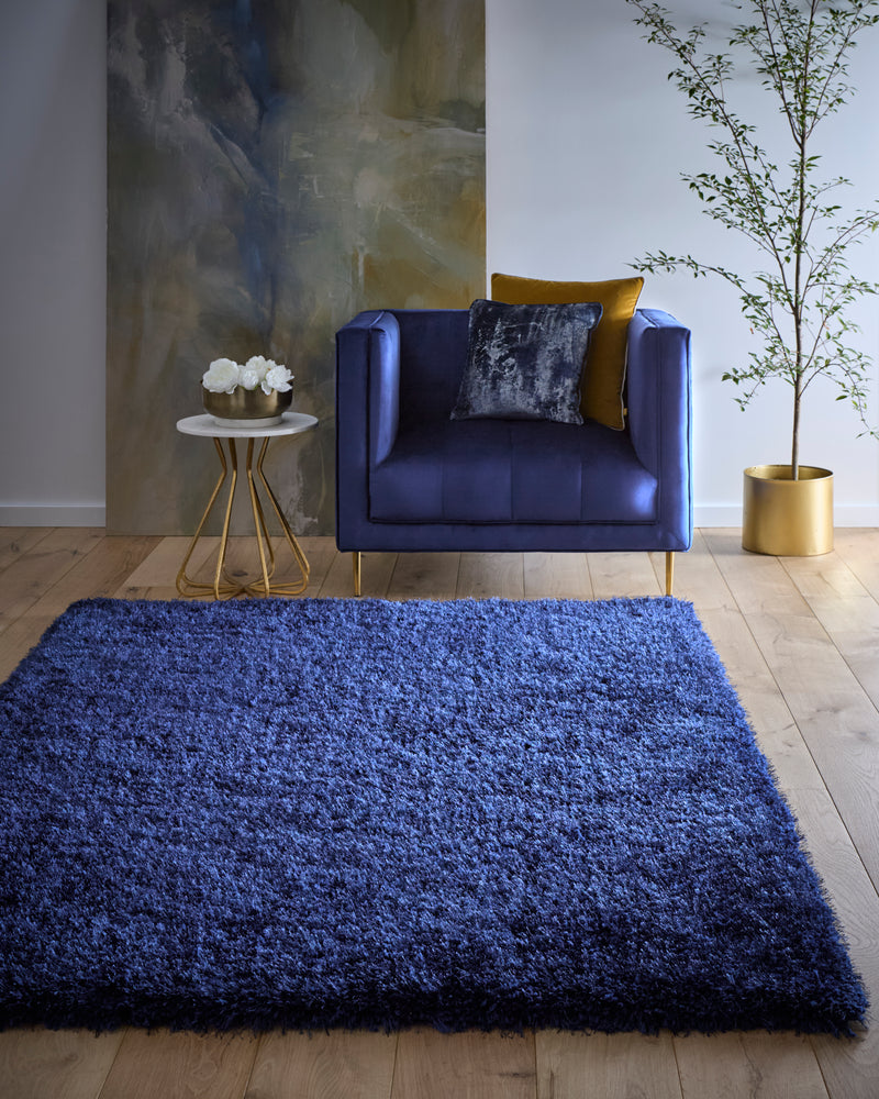 Chicago-Shades of Blue -Indigo- Shaggy-  Origins - Phoenox Rugs