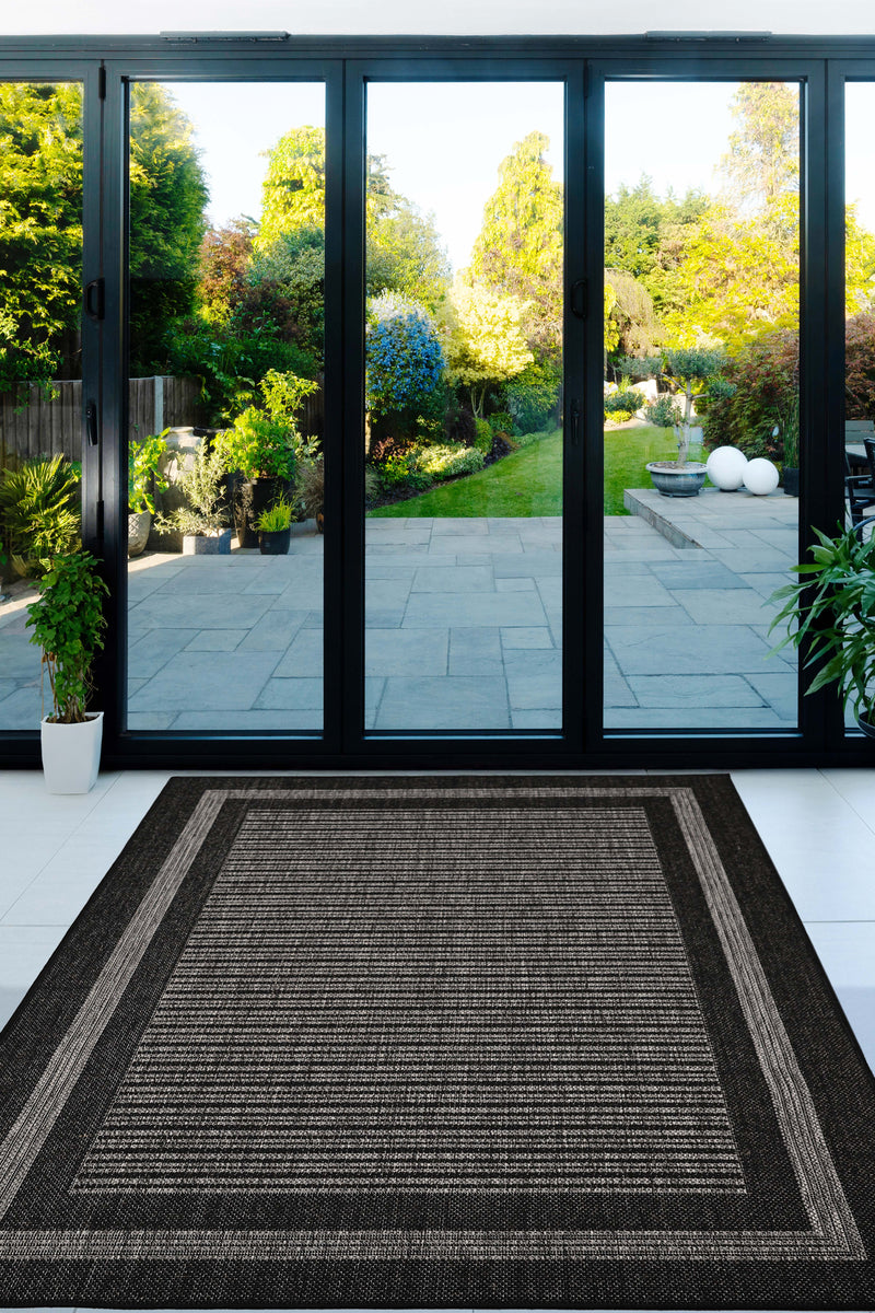 Flatweave Gel - Border- Black- Anti--Slip- Melrose Interiors