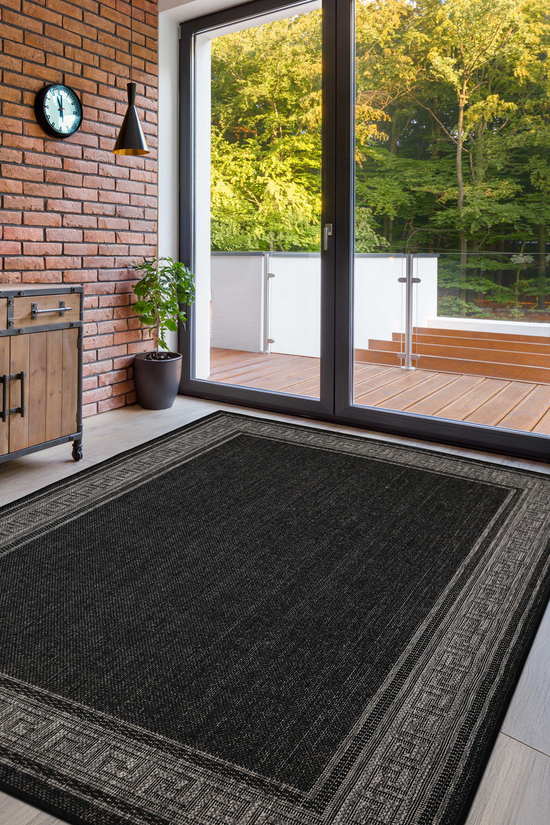 Flatweave Gel - Greek Key- Black- Anti--Slip- Melrose Interiors