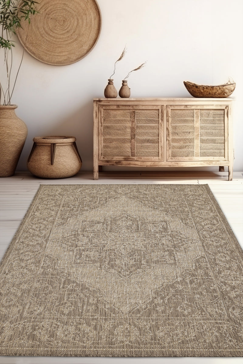 Flatweave Gel - Medallion - Latte- Anti--Slip- Melrose Interiors