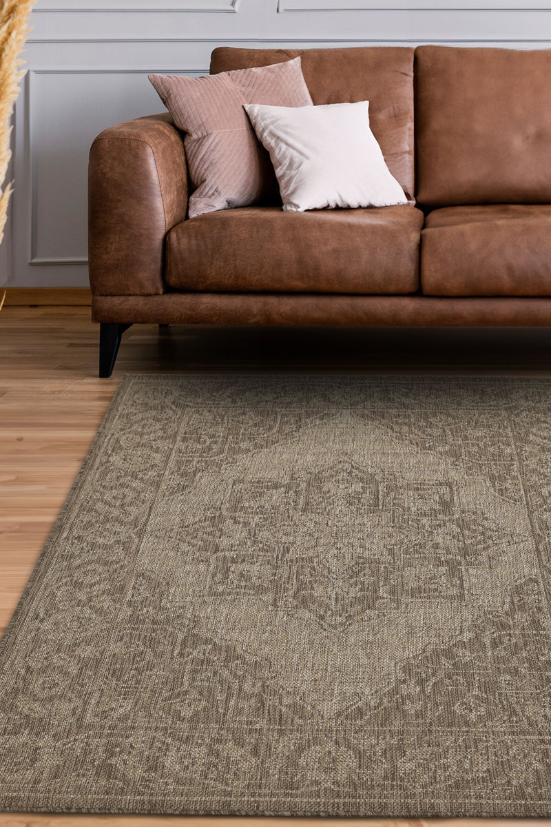 Flatweave Gel - Medallion - Latte- Anti--Slip- Melrose Interiors