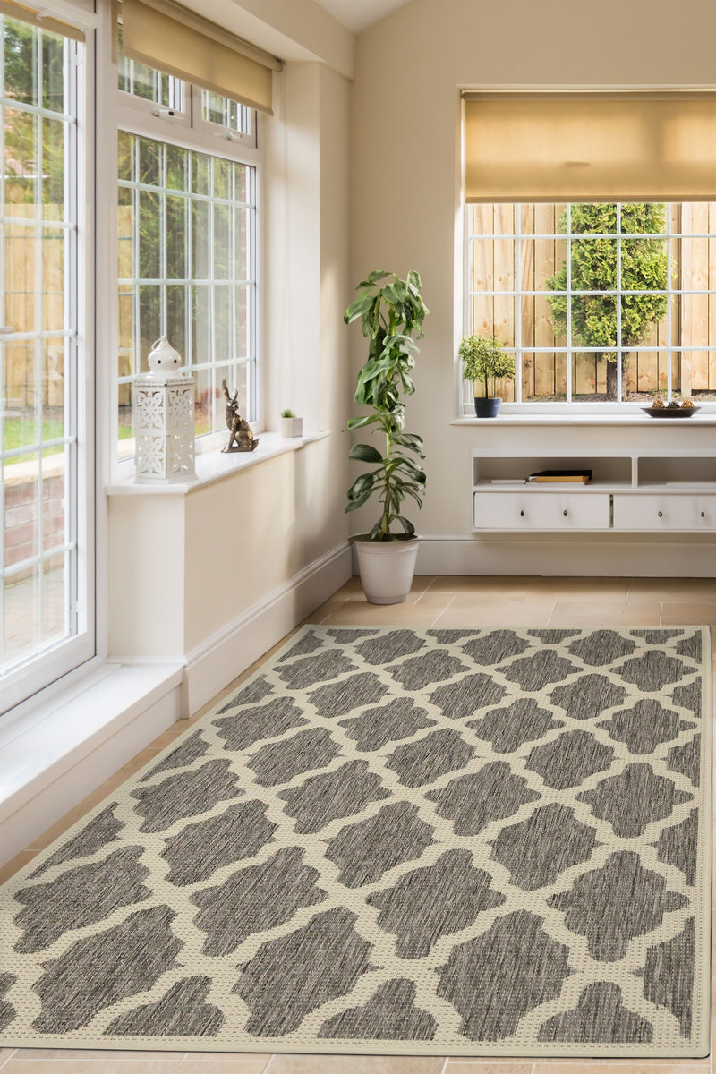 Flatweave Gel - Trellis- Grey- Anti--Slip- Melrose Interiors