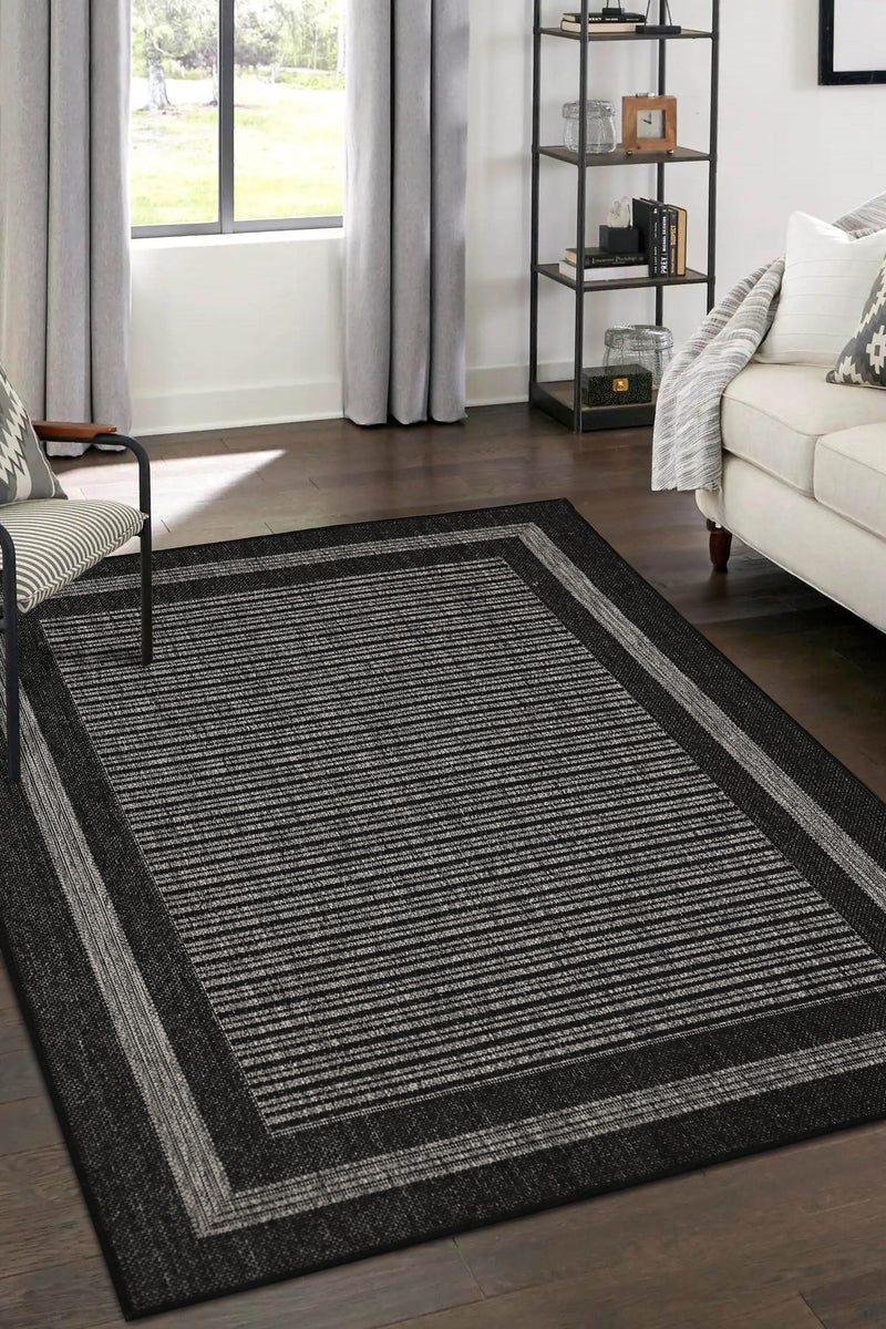 Flatweave Gel - Border- Black- Anti--Slip- Melrose Interiors