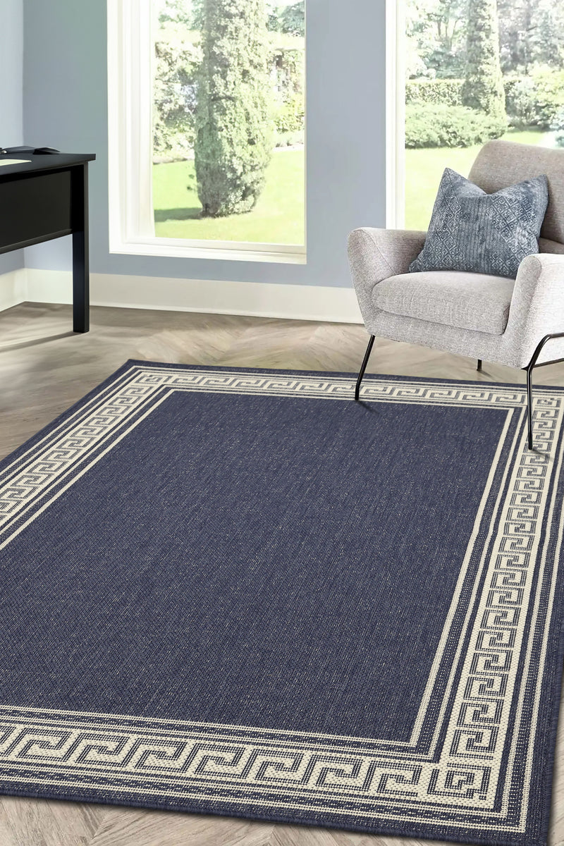 Flatweave Gel - Greek Key- Navy- Anti--Slip- Melrose Interiors