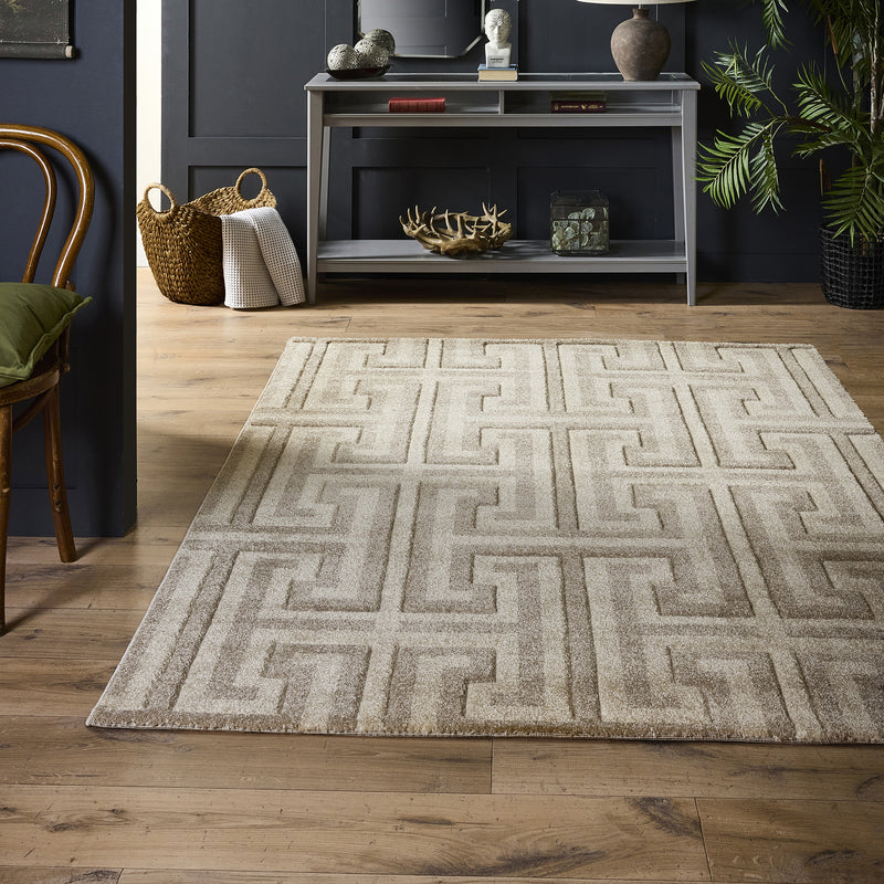 Greek Key - Taupe / Beige - Pheonox Rugs