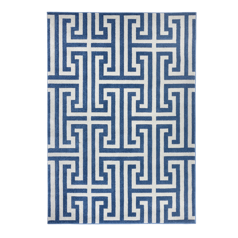 Greek Key -  Navy / Grey - Pheonox Rugs