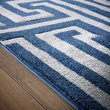 Greek Key -  Navy / Grey - Pheonox Rugs