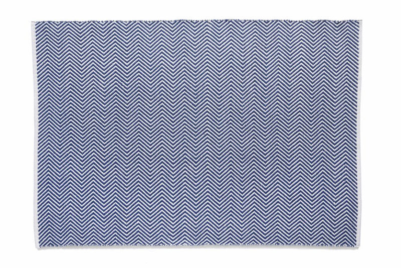 Hug Rug Woven-Herringbone- Navy - Washable- Phoenox Rugs