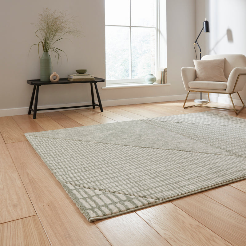 Larsson Geo - Sage Green -  Catherine Lansfield - Think Rugs