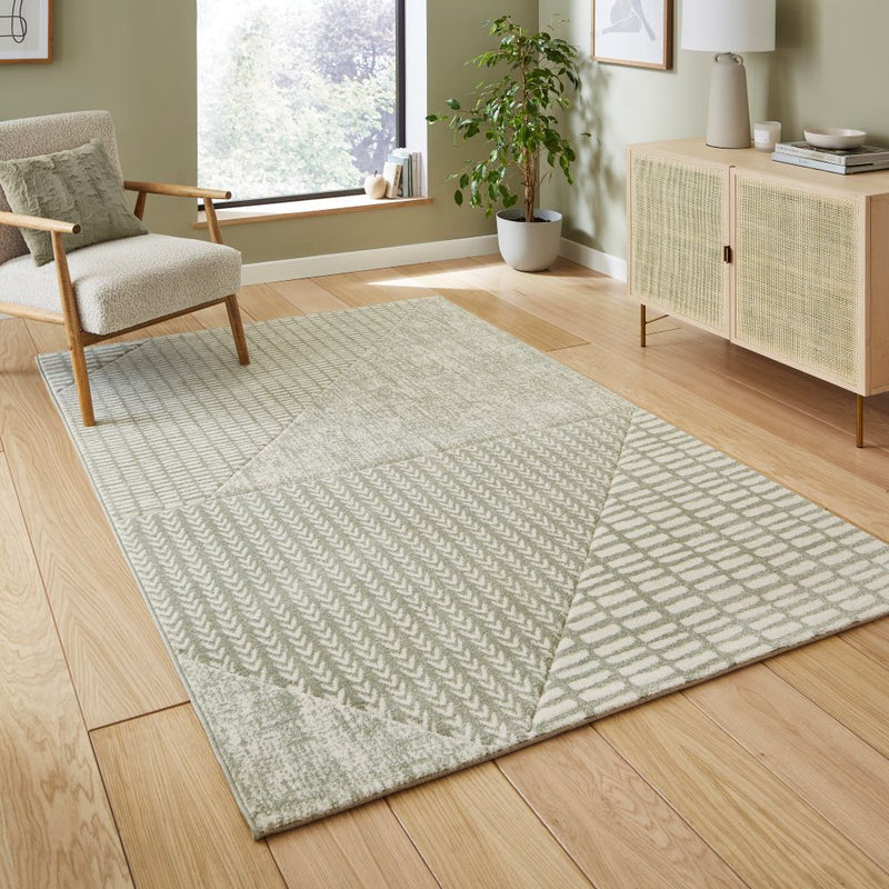 Larsson Geo - Sage Green -  Catherine Lansfield - Think Rugs