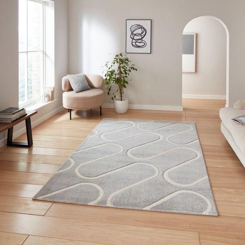 Linear Curve Geometric - Grey  -  Catherine Lansfield - Think Rugs