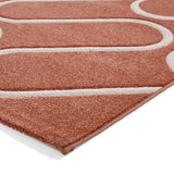 Linear Curve Geometric - Terracotta  -  Catherine Lansfield - Think Rugs
