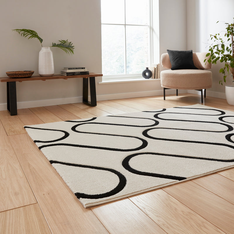 Linear Curve Geometric - Cream  -  Catherine Lansfield - Think Rugs