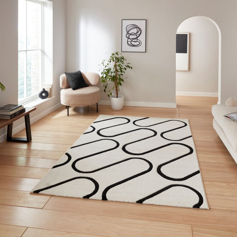 Linear Curve Geometric - Cream  -  Catherine Lansfield - Think Rugs