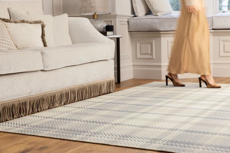 Plaid Neutral -  Modern Contemporary- Washable - Hug Rug - Pheonox Rugs