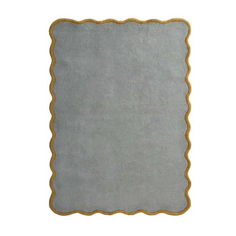 Scalloped Elsie- Duck Egg / Ochre - Phoenox Rugs