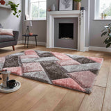 Olympia - 3d shaggy - Grey / Pink  - 2239