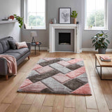 Olympia - 3d shaggy - Grey / Pink  - 2239