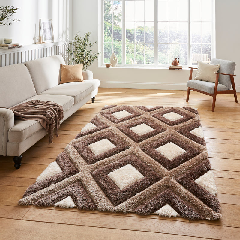 Olympia - 3d shaggy - Beige / Brown  GR224