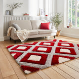 Olympia - 3d shaggy - Grey / Red GR224