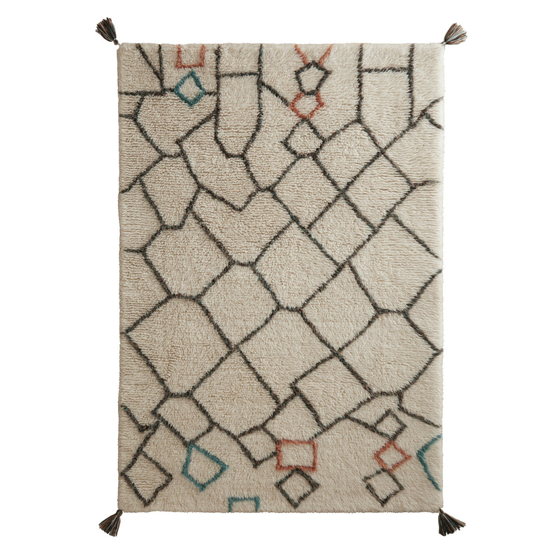 Berber - Knotted chain- Ivory / Multi- Origins-  Pheonox Rugs