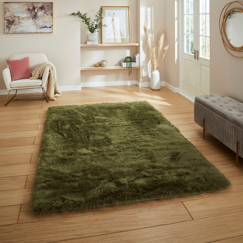 Polar Plush - Plain Shaggy - Olive Green