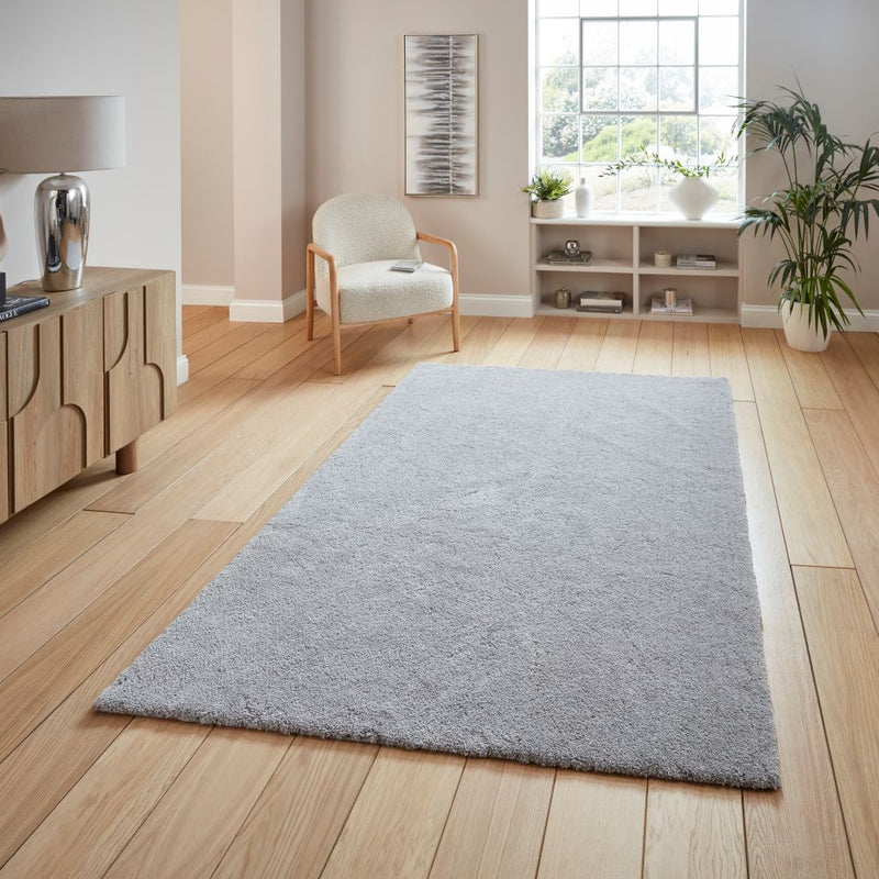 Riviera - Shaggy - B483 - Silver - Think Rugs