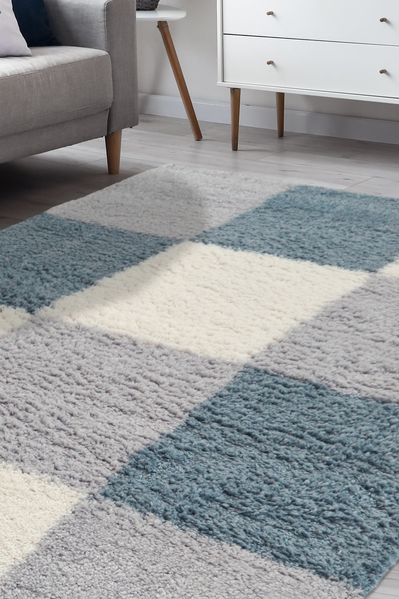 Snug - Blocks  -Duck Egg -  Shaggy - Melrose Interiors