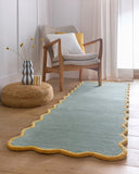 Scalloped Elsie- Duck Egg / Ochre - Phoenox Rugs