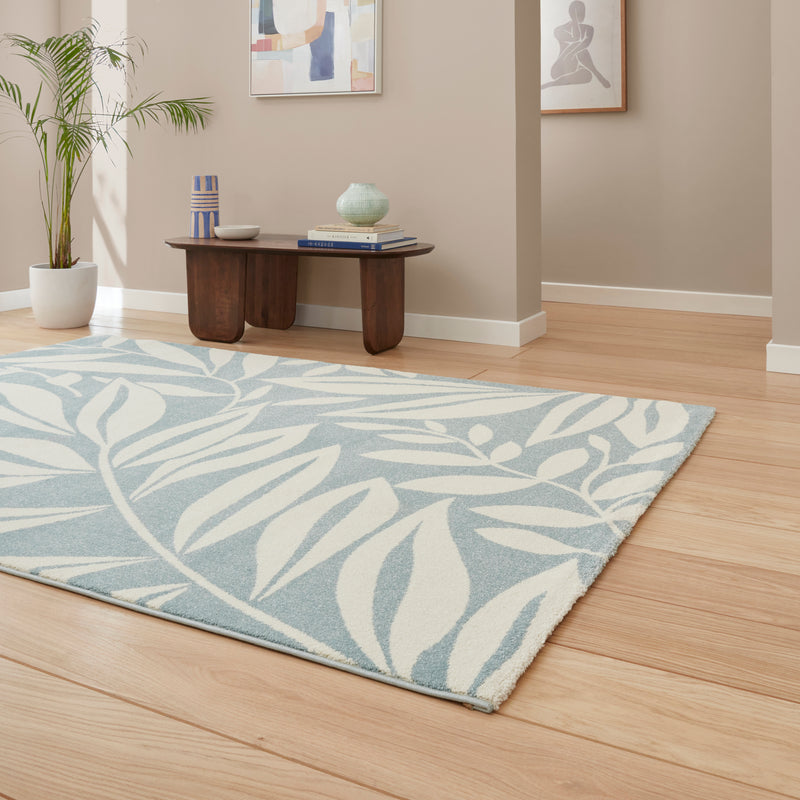 Sorrel Leaf - Blue  -  Catherine Lansfield - Think Rugs