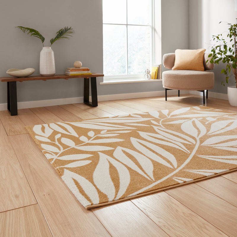 Sorrel Leaf - Ochre -  Catherine Lansfield - Think Rugs