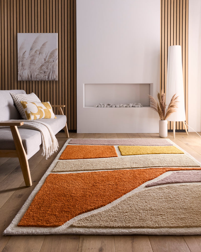 Strata - Terracotta / Beige - Pheonox Rugs