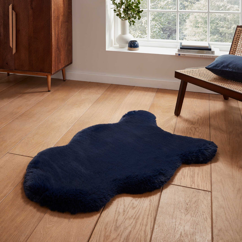 Super Teddy - Faux Sheepskin - Plain Shaggy - Navy