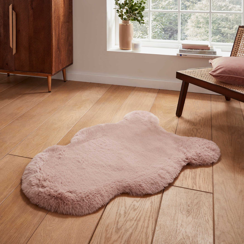 Super Teddy - Faux Sheepskin - Plain Shaggy - Rose