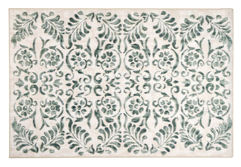 Vintage Scroll - Green- Elegant Affair - Washable - Hug Rug - Pheonox Rugs