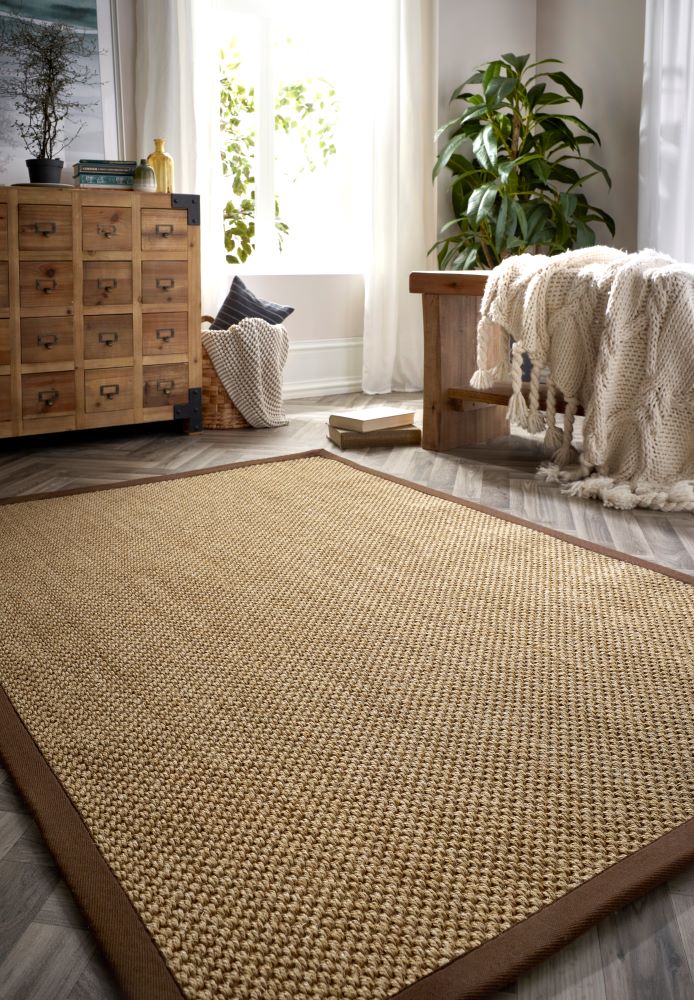 Sisal Neutrals- Warm Natural - Dark Brown Border -  Origins-  Phoenox Rugs