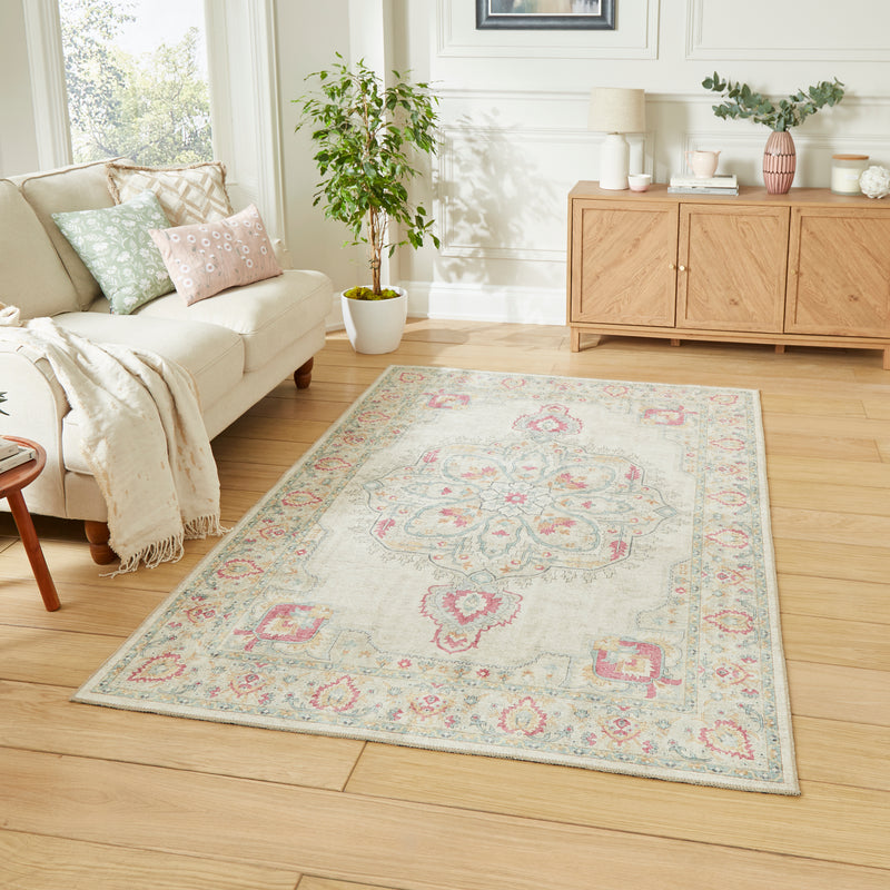 Zahra - Washable - S0063 - Cream - Think Rugs