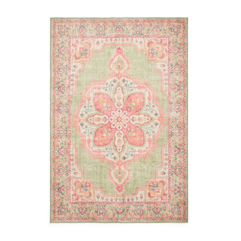 Zahra - Washable - S0063 - Green / Pink - Think Rugs