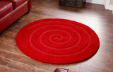 Spiral 100% Wool Circular Rugs - Red - TR
